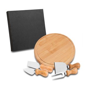 Conj. Para Queijo Em Bambu / Madeira / Inox - 5 Pçs