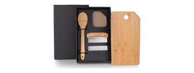 Kit Para Cozinha Em Bambu / Inox Com Espátula Multiuso